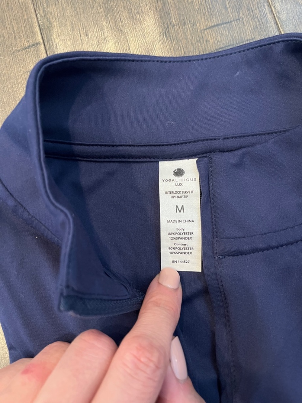 NWT Yogaliscious Lux Interlock Serve It Up Half Zip | Naval Academy/White | Sz M - Picture 11 of 13
